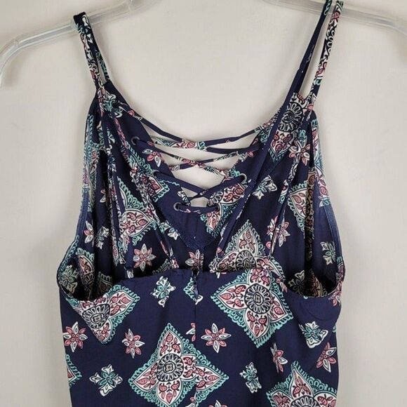 Illa Illa Sphagetti Straps Romper Navy Blue Floral Boho Size M - Picture 5 of 12
